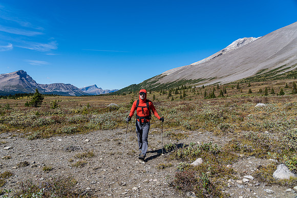 Exiting the Siffleur valley along the high trail (much drier than the lower one).