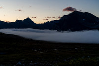 Clouds over Clearwater Pass, looking towards Dip Slope Mountain.
