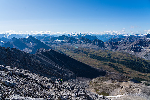 Stunning views over Clearwater Pass and the Siffleur Valley as we near the summit ridge.