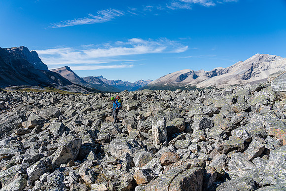 A boulder field under Quartzite Col.