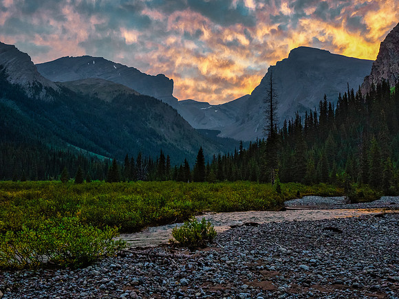 Sunrise over Cataract (L) and Forgotten Peak (R).