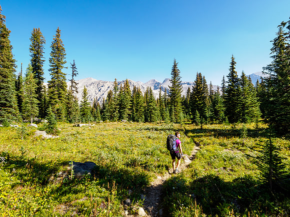 Hiking between Fish Lakes and the Pipestone River.