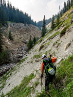 One of the drainages that confused us a bit. We ended up traversing to our left a lot on ascent, mostly because we wanted to bivy at the third lake.