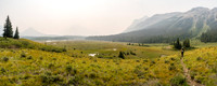 Re-entering the wide valley leading around the SE side of Mount Drummond and towards Douglas Lake at distant left.