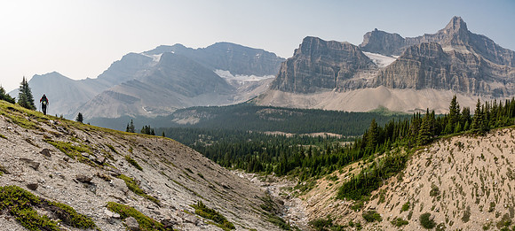 Exiting the upper valley with stunning views of the Drummond massif. Unfortunately our day was just starting at this point, despite having climbed a mountain already!