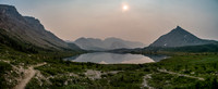 Looking back over Baker Lake as we ascend towards Ptarmigan Lake - the sun struggles to get through all the smoke.