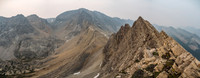 Looking along the hidden scree sidewalk feature towards the summit of Tilted Mountain.