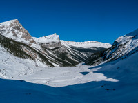 Now "all" we have to do is continue skiing down lower moraines before contouring to the right and exiting via Hector Lake.