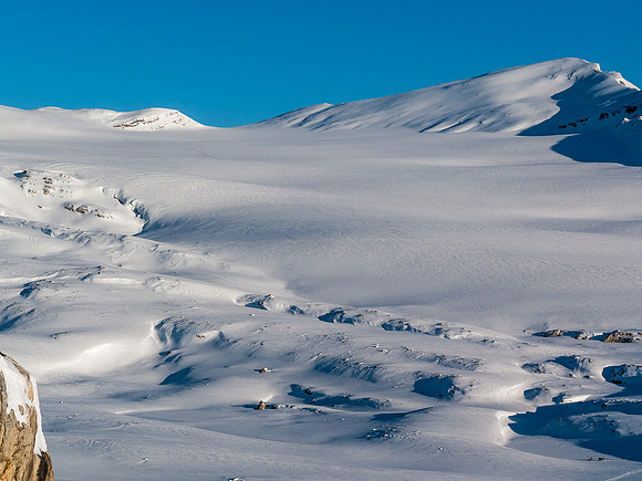 The Vulture Glacier. Spot the people at lower right.