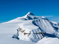 Our tracks from the Balfour high col with Balfour looming above. Can't believe we were up there less than 24 hours ago!