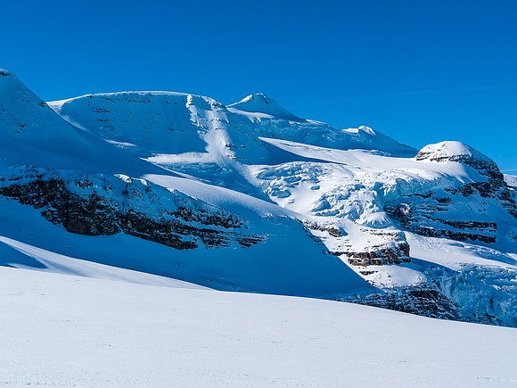 Skiing the Waputik Glacier.