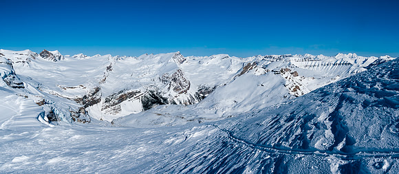 Looking north off Lilliput's summit ridge towards Olive and Vulture on the left and our exit canyon at lower center.