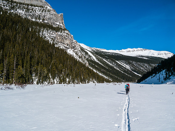 Finally approaching Hector Lake. It's very warm in this valley.