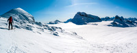 Traversing off the glacier to ascent Lilliput.