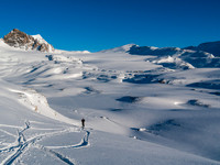 Looking back from the lower slopes to the Balfour Col.