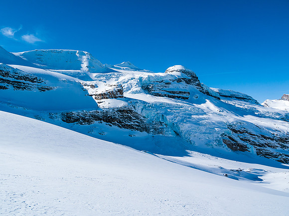 Skiing the Waputik Glacier.
