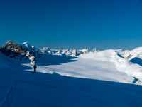 Descending back to the Balfour Hut.