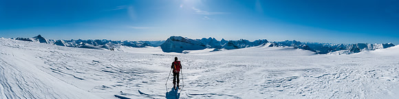 Looking south down the Wapta towards Mount Daly at center.