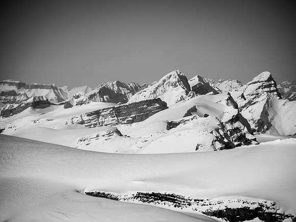 Howse and Chephren loom over Mount Patterson.