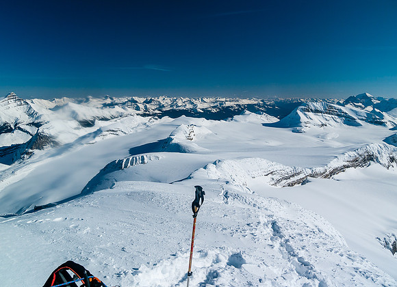 Looking down the ascent ridge with tiny Lilliput at center.