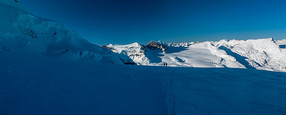 Descending back to the Balfour Hut.