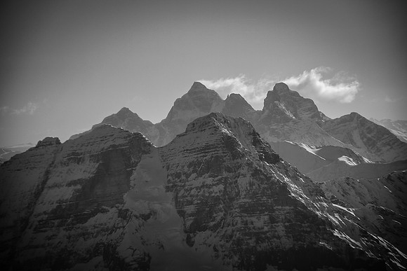 Looking over Mount Stephen with the huge Goodsirs looming beyond.