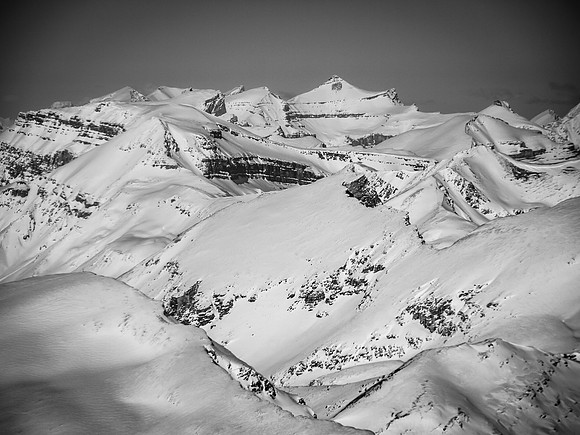 Views over Quill Peak towards Siffleur and Loudon.