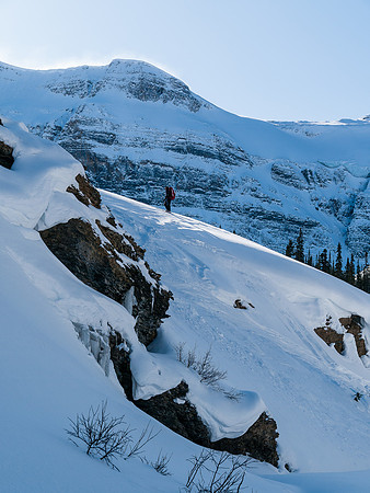 Near the end of the trail through the canyon, there's a few steep rolls to get up out of it onto slopes to climber's left.