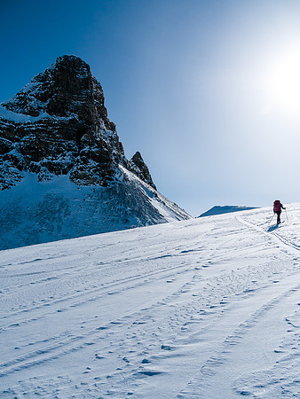 Here we are traversing under St. Nicholas' west face.