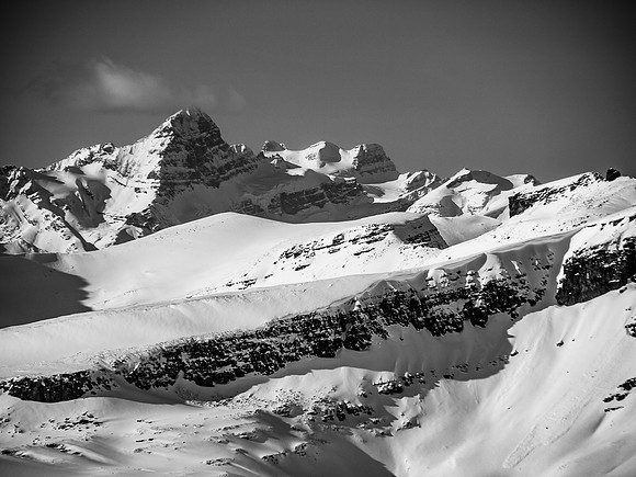 Mount Forbes with the Lyells to the right of its summit - well, four of the five Lyells anyway! From L to R, Walter, Ernest, Edward and Rudolph.
