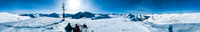 Summit view looking over Crowfoot and Balfour (L), the twin summits of Olive (C) with Thomson, Portal and Jimmy Simpson on the right.