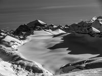 Mount Temple rises above the Waputik Glacier that we used for our exit to Balfour Creek / Hector Lk.
