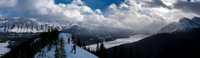 More of the traverse to the high point - some will not like the exposure to the right. Opal range to the left and Lower Kananaskis Lakes to the right.