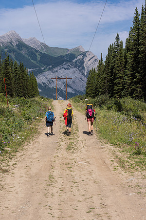 Hiking back along the Powerline Trail to the Elk Pass trail head.
