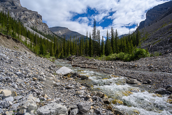 Hiking up Haunted Creek. Haunted Peak visible now.