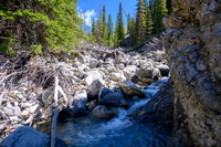 Hiking up a small creek towards Psychic Peak.