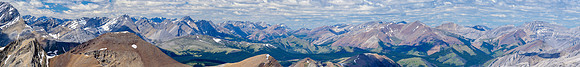 Views towards the Tinda and Red Deer peaks such as Panther, Melanin, Barrier, Tyrell and Gable.