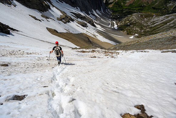 Descending snow.