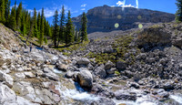 Hiking up a small creek towards Psychic Peak.