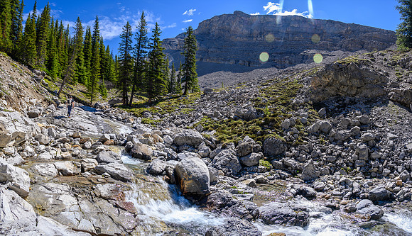 Hiking up a small creek towards Psychic Peak.