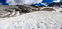Views back up our descent route - looks very difficult from here.