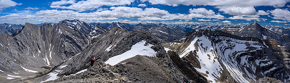 Stunning views from the summit ridge include Haunted, Revenant and Stony.