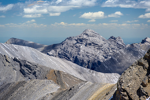 A striking peak to the east.