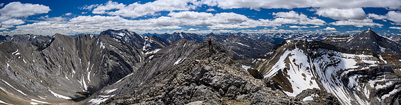 Stunning views from the summit ridge include Haunted, Revenant and Stony.