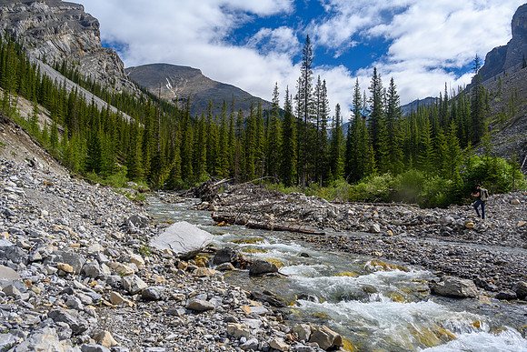 Hiking up Haunted Creek. Haunted Peak visible now.