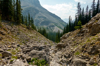 Hiking down the access stream.