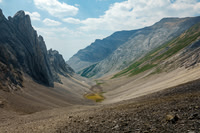 Descending to the dried up lake.