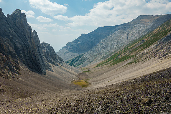 Descending to the dried up lake.