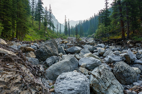 Hiking the access creek.