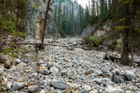 Hiking the access creek through a narrows.